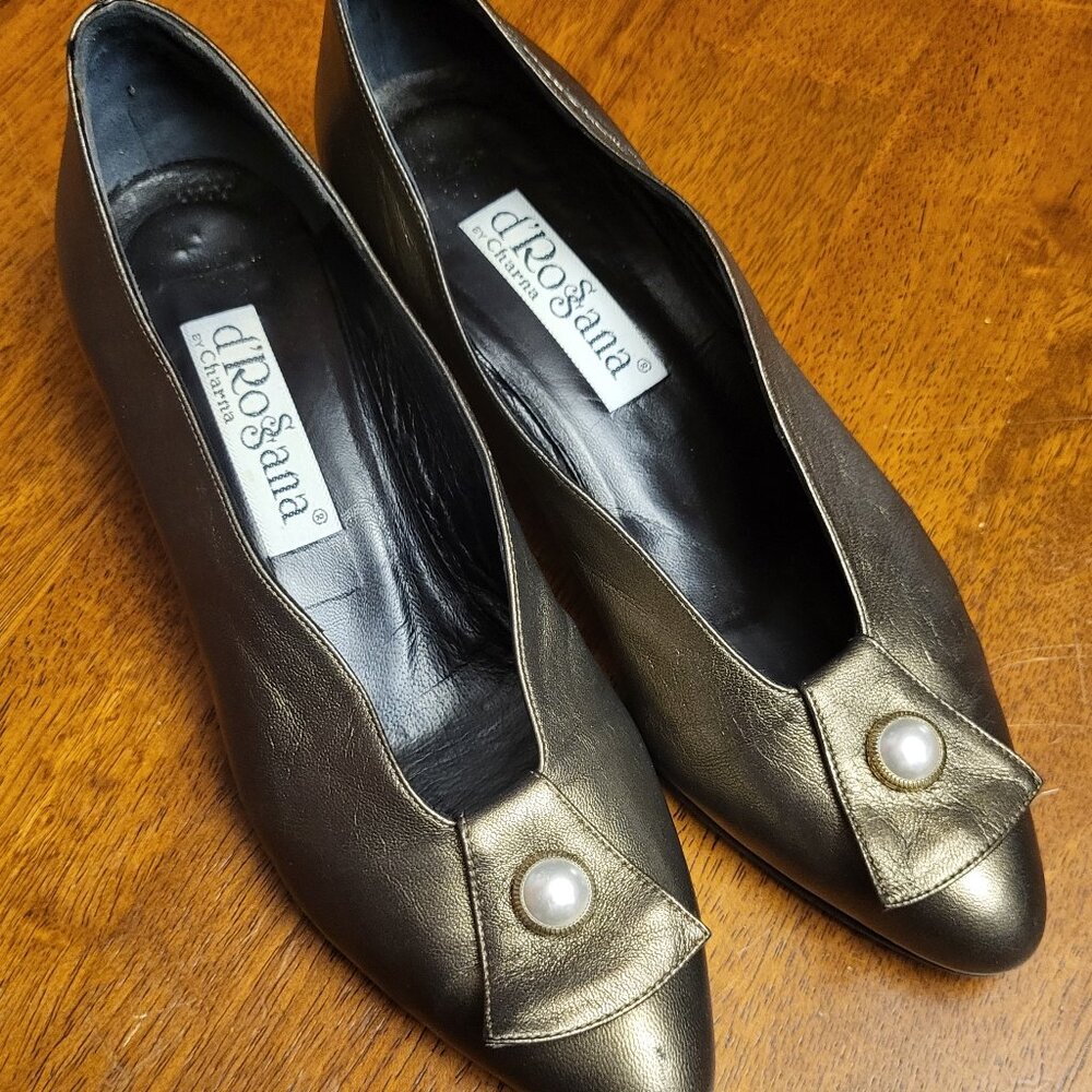 Vintage d’Rosana by Charna ~ Sz 5M ~ Leather Metallic Pumps